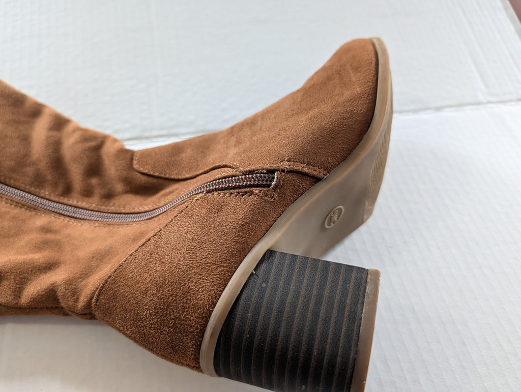 Target Women's Brown Knee-High Block Heel Boots - Size 5WC (Wide Calf) - Good