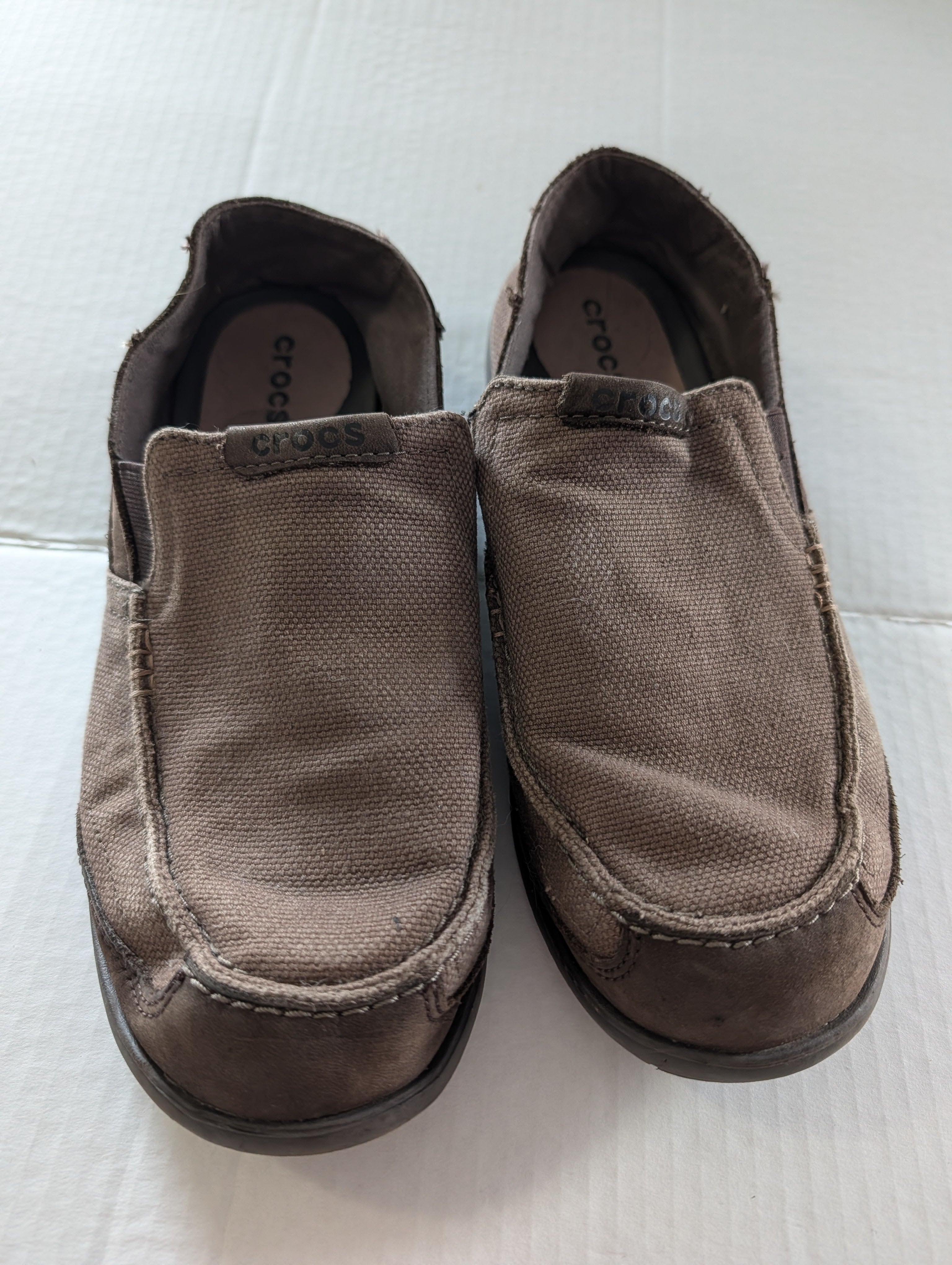 Crocs Men's Brown Canvas Slip-On Loafers - Size M8 - Good