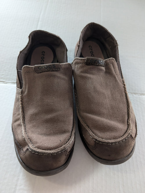 Crocs Men's Brown Canvas Slip-On Loafers - Size M8 - Good