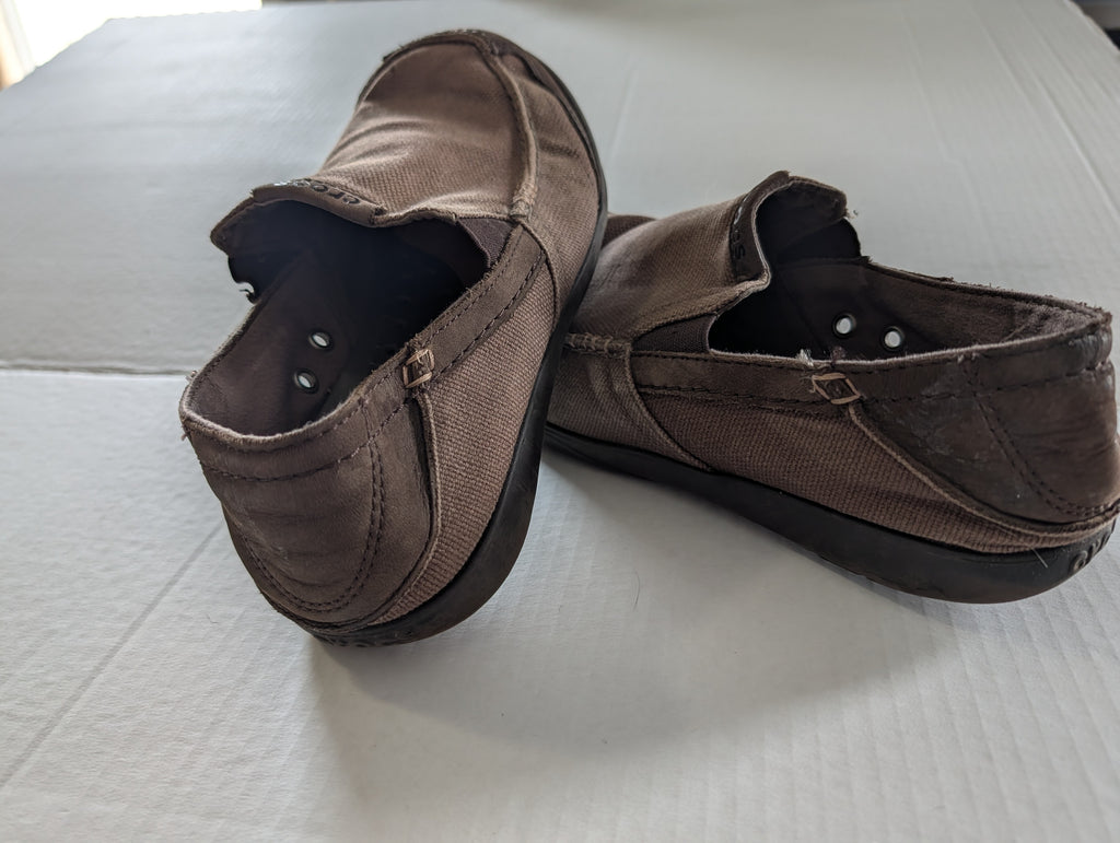 Crocs Men's Brown Canvas Slip-On Loafers - Size M8 - Good