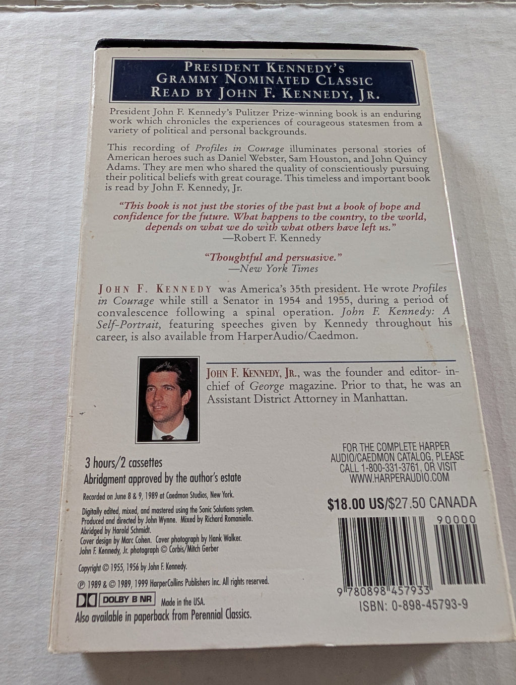 Profiles in Courage Audiobook Cassette Read by JFK Jr. - Fair