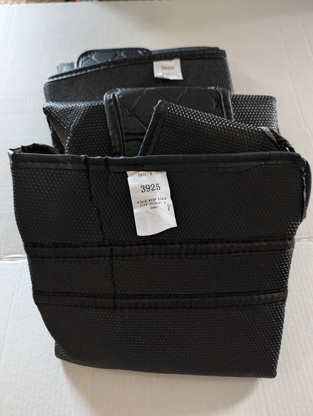Black Quilted Faux Leather Car Seat Covers (Front/Driver) - Good